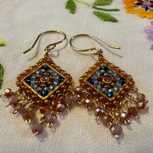 Sundance Earrings with Gold and Blue Accents